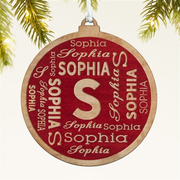 Christmas Repeating Name Personalized Wood Ornament - 46345