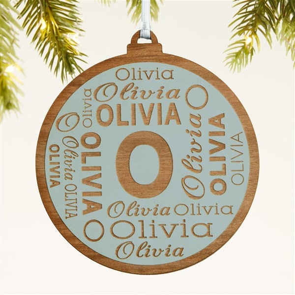 Christmas Repeating Name Personalized Wood Ornament - 46345