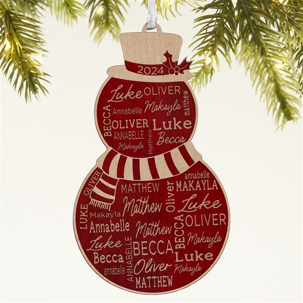 Snowman Repeating Name Personalized Wood Ornament - 46346