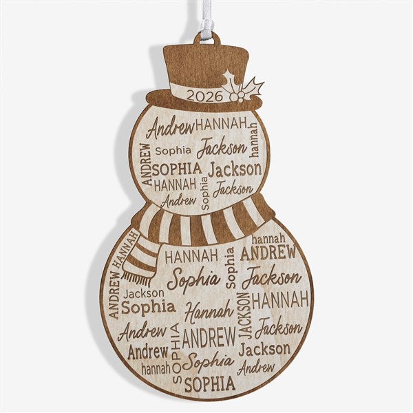 Snowman Repeating Name Personalized Wood Ornament - 46346