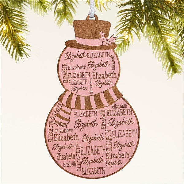 Snowman Repeating Name Personalized Wood Ornament - 46346