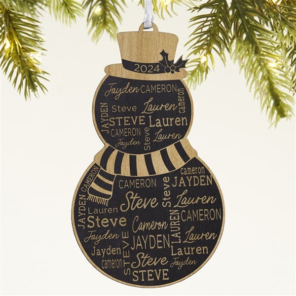 Snowman Repeating Name Personalized Wood Ornament - 46346