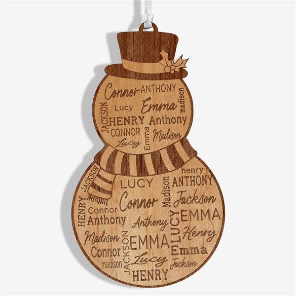 Snowman Repeating Name Personalized Wood Ornament - 46346