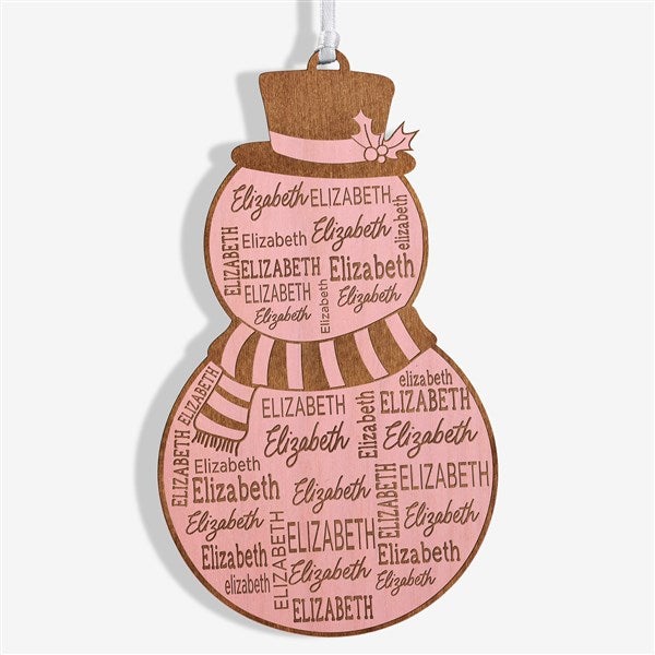 Snowman Repeating Name Personalized Wood Ornament - 46346