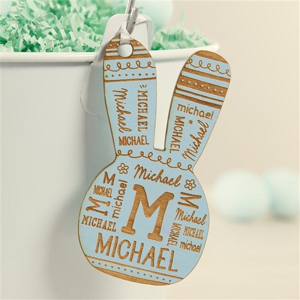 Easter Bunny Repeating Name Personalized Wood Easter Basket Tags - 46367