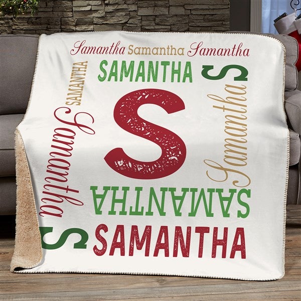 Christmas Repeating Name Personalized Blanket - 46394