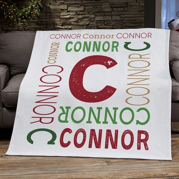 Christmas Repeating Name Personalized Sweatshirt Blanket 50x60