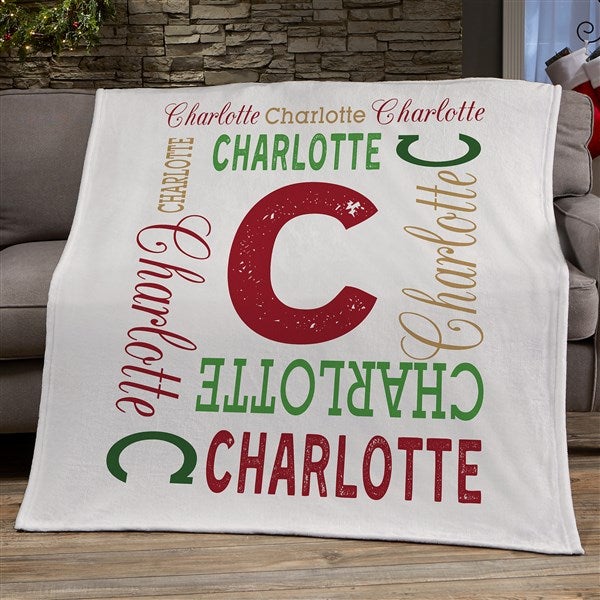 Christmas Repeating Name Personalized Blanket - 46394