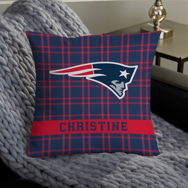 NFL New England Patriots Plaid Personalized 14 Throw Pillow