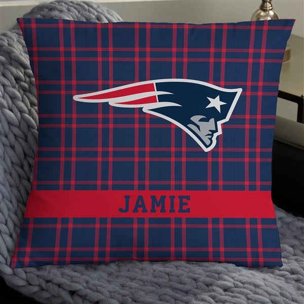 NFL New England Patriots Plaid Personalized Throw Pillow - 46402