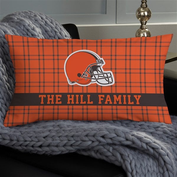NFL Cleveland Browns Plaid Personalized Throw Pillow - 46403