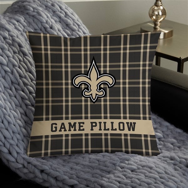 NFL New Orleans Saints Plaid Personalized Throw Pillow - 46404