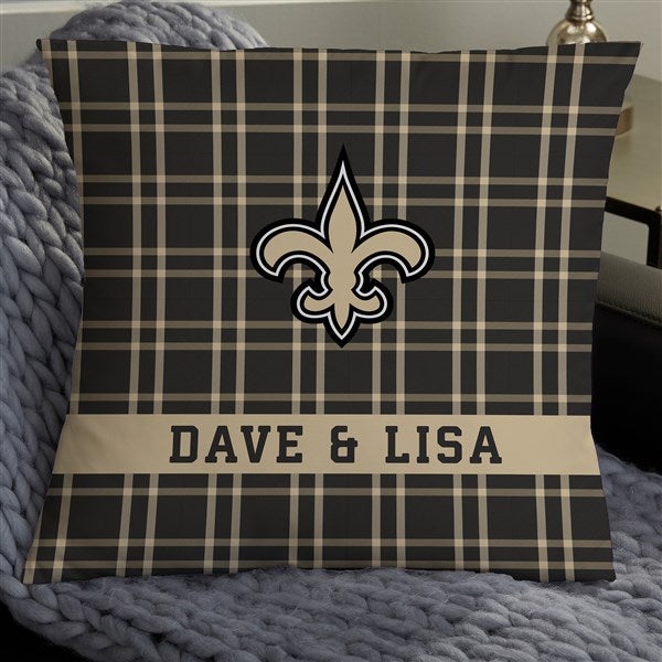 NFL New Orleans Saints Plaid Personalized Throw Pillow - 46404