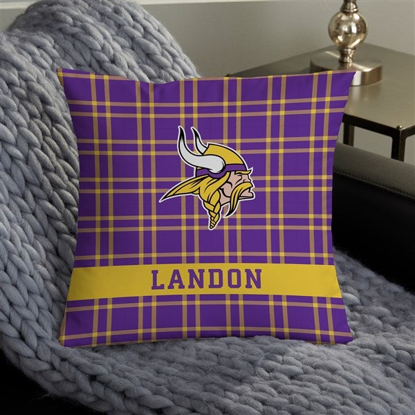 NFL Minnesota Vikings Plaid Personalized Throw Pillow - 46405
