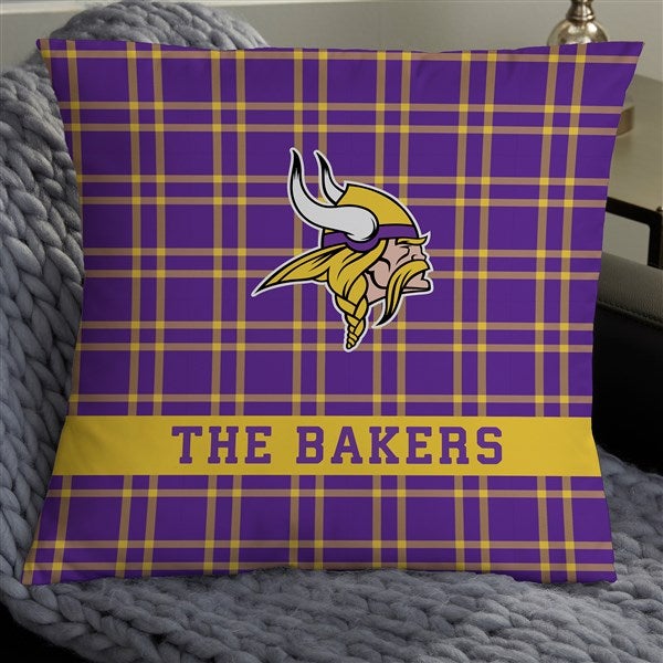 NFL Minnesota Vikings Plaid Personalized Throw Pillow - 46405