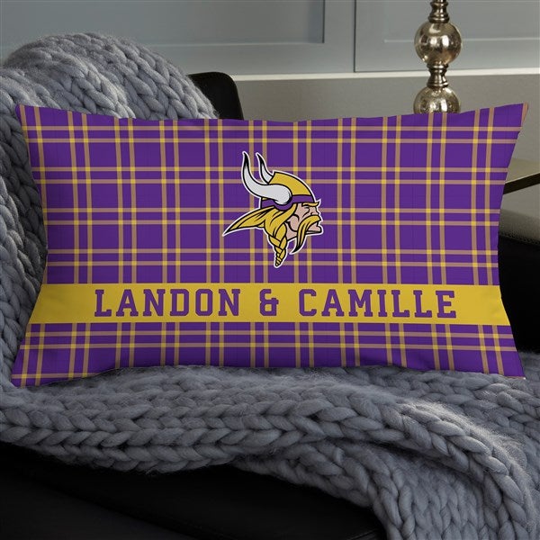 NFL Minnesota Vikings Plaid Personalized Throw Pillow - 46405