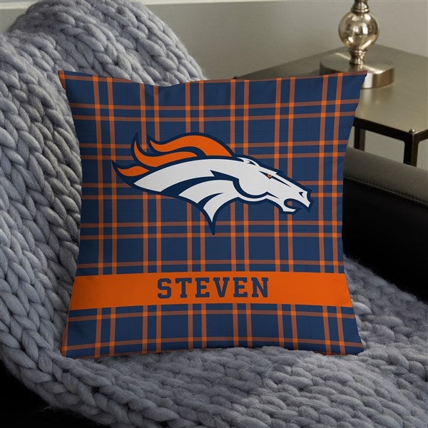 NFL Denver Broncos Plaid Personalized Throw Pillow - 46406