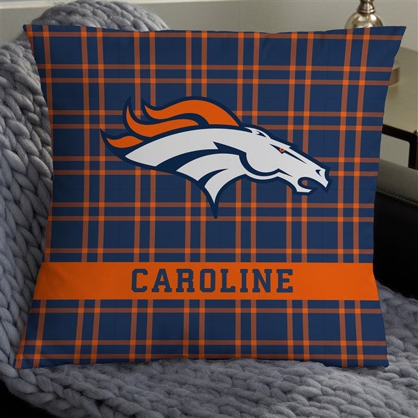 NFL Denver Broncos Plaid Personalized Throw Pillow - 46406