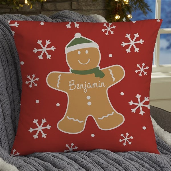 Gingerbread Family Personalized Small Throw Pillow