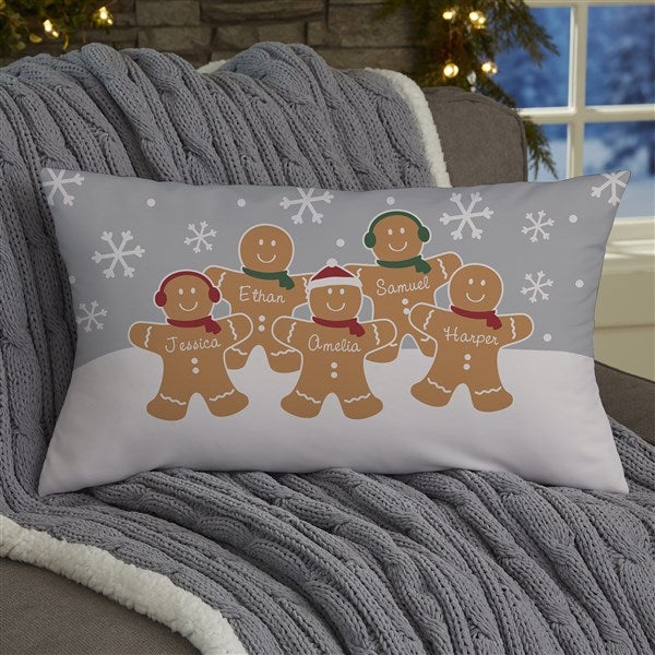Gingerbread Family Personalized Throw Pillow - 46412