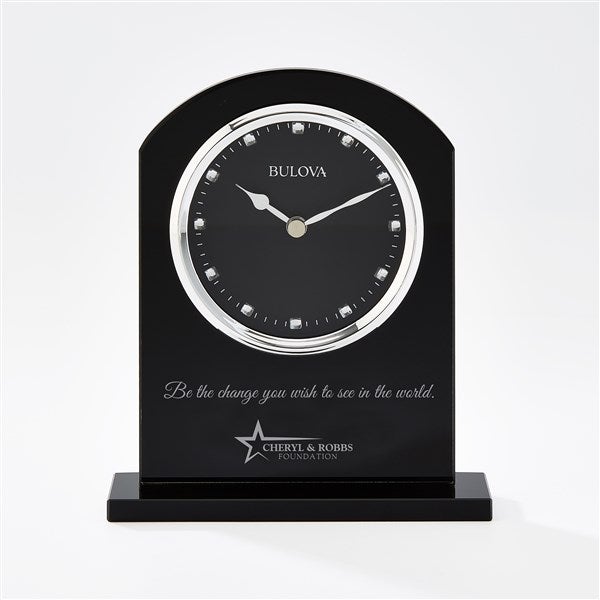 Personalized Logo Bulova Ebony Crystal Recognition Clock  - 46418