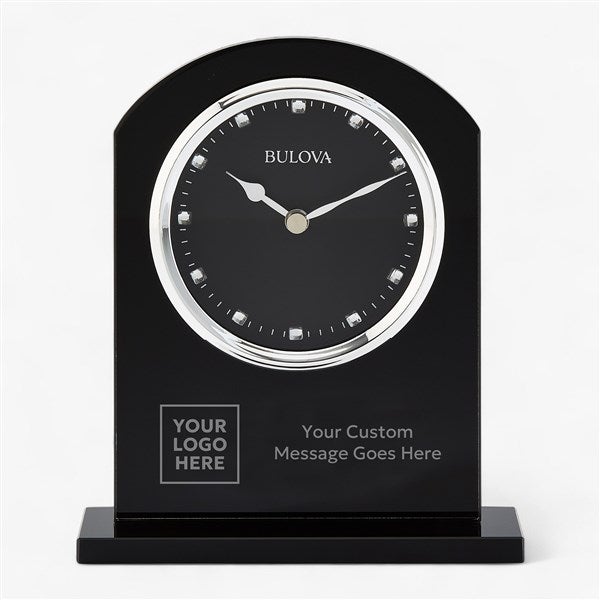 Personalized Logo Bulova Ebony Crystal Recognition Clock  - 46418
