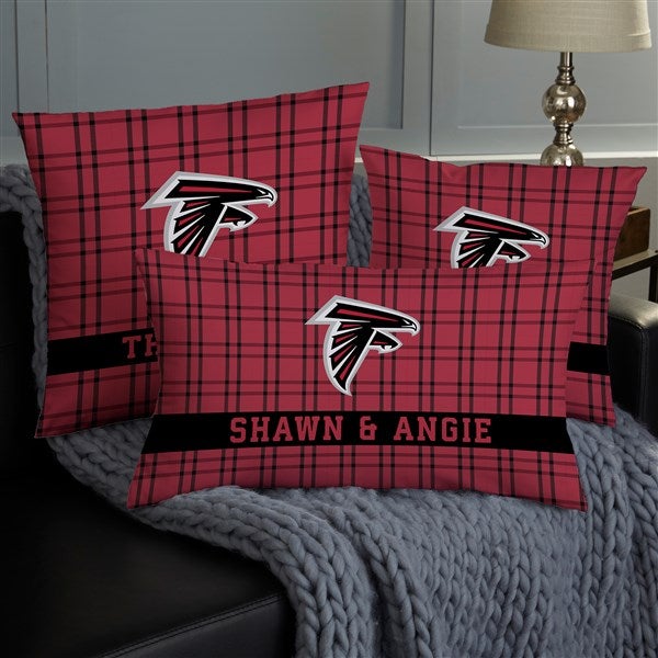 NFL Atlanta Falcons Plaid Personalized Throw Pillow