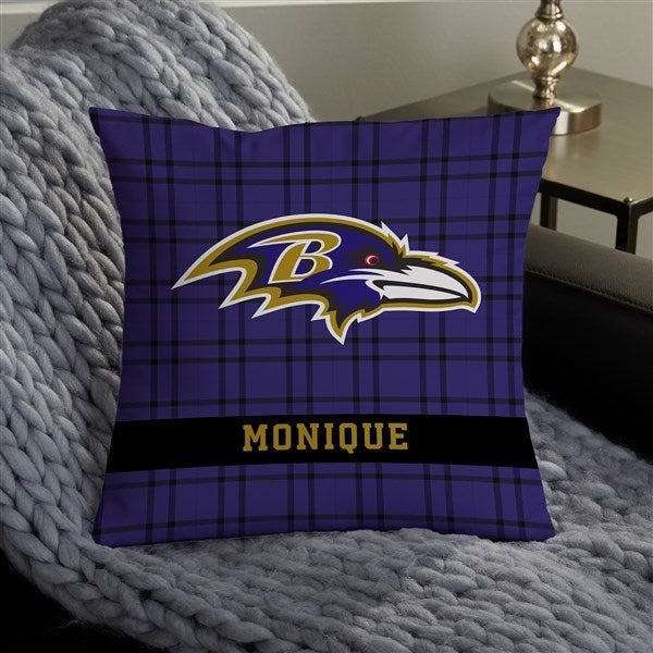 NFL Baltimore Ravens Plaid Personalized Throw Pillow - 46440