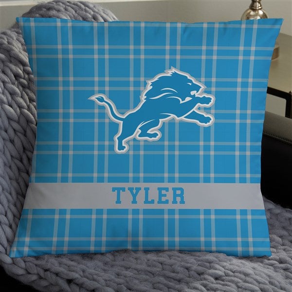 NFL Detroit Lions Plaid Personalized Throw Pillow - 46443