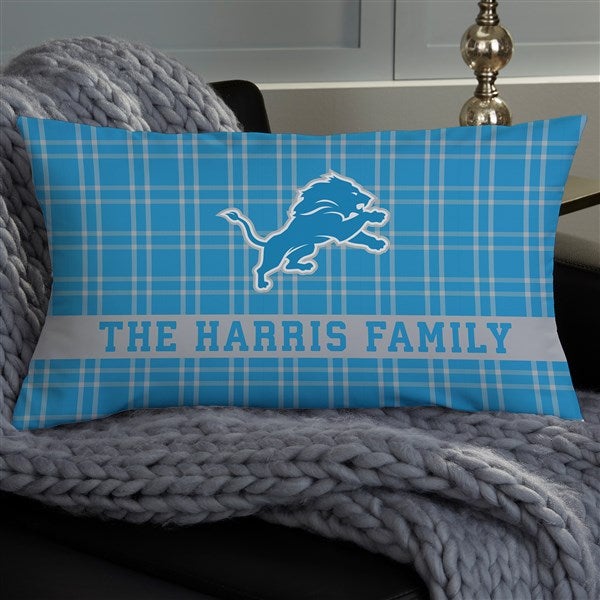 NFL Detroit Lions Plaid Personalized Throw Pillow - 46443