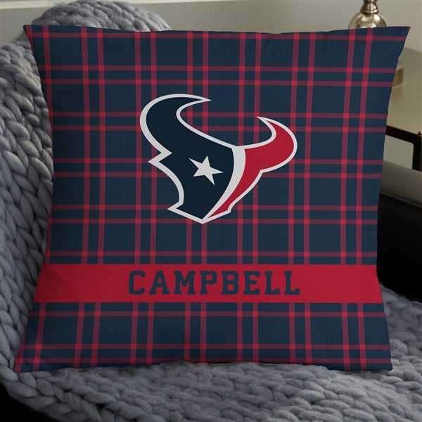 NFL Houston Texans Plaid Personalized Throw Pillow - 46444