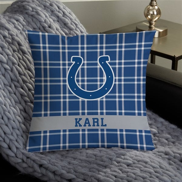 NFL Indianapolis Colts Plaid Personalized Throw Pillow - 46446