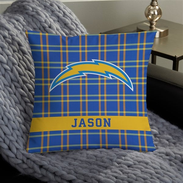 NFL Los Angeles Chargers Plaid Personalized Throw Pillow - 46448