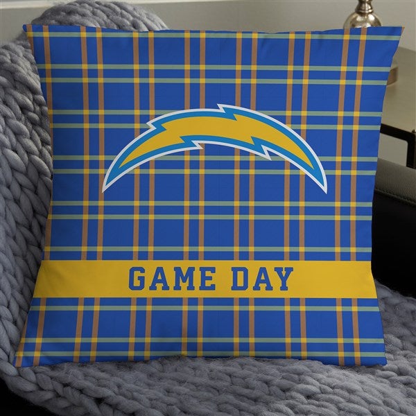 NFL Los Angeles Chargers Plaid Personalized Throw Pillow - 46448
