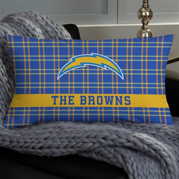 NFL Los Angeles Chargers Plaid Personalized Throw Pillow - 46448