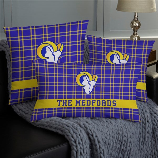 NFL Los Angeles Rams Plaid Personalized Throw Pillow - 46449