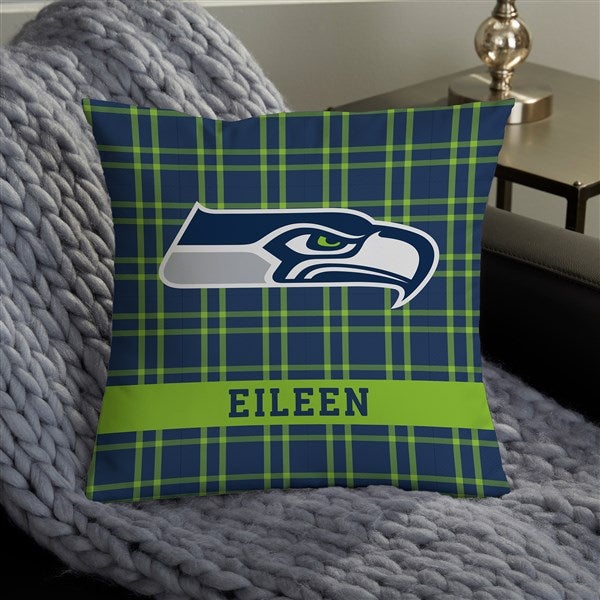 NFL Seattle Seahawks Plaid Personalized Throw Pillow - 46455
