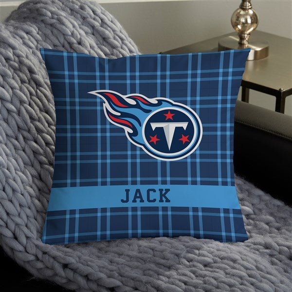 NFL Tennessee Titans Plaid Personalized Throw Pillow - 46457