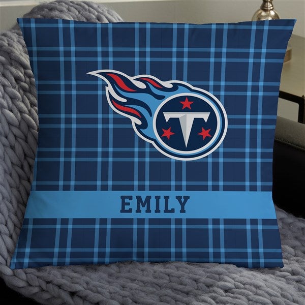 NFL Tennessee Titans Plaid Personalized Throw Pillow - 46457