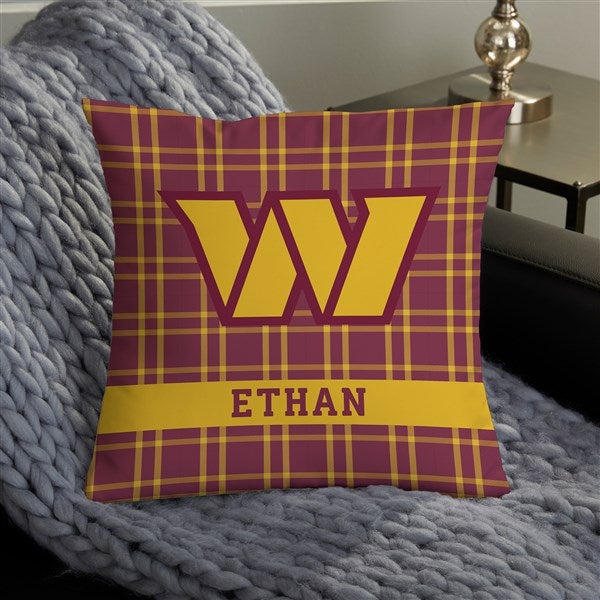 NFL Washington Commanders Plaid Personalized Throw Pillow - 46458