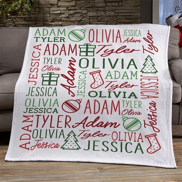 Holiday Repeating Name Personalized Lightweight Fleece Blanket 50x60