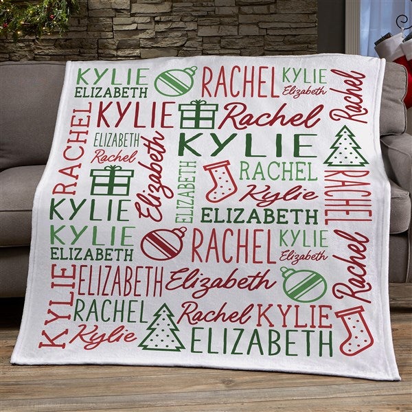 Holiday Repeating Name Personalized Blankets - 46474