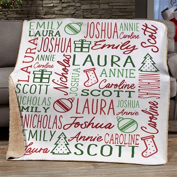 Holiday Repeating Name Personalized Blankets - 46474