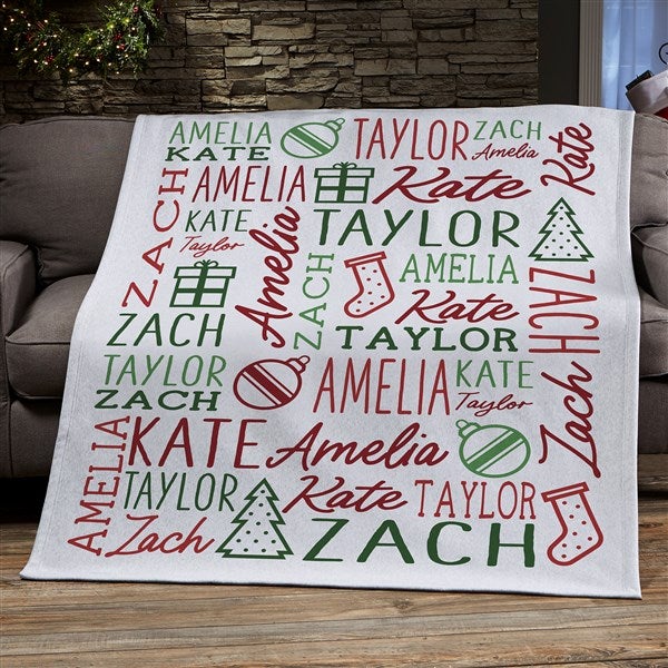 Holiday Repeating Name Personalized Blankets - 46474