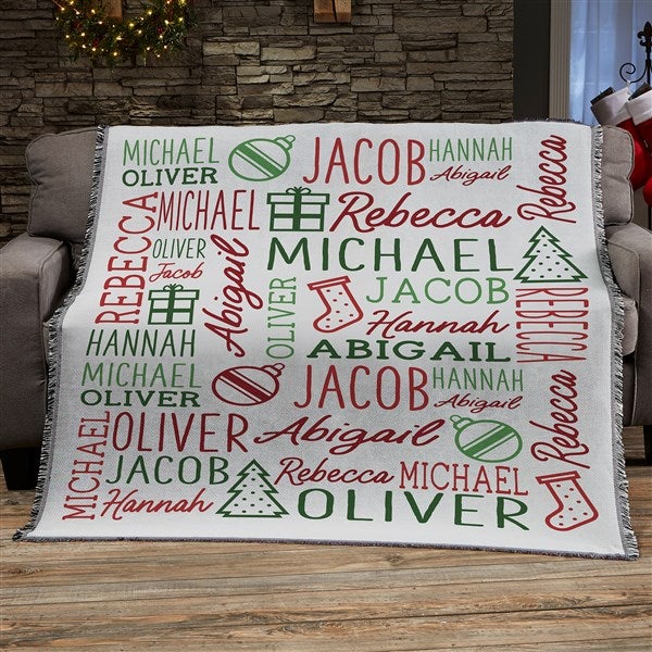 Holiday Repeating Name Personalized Blankets - 46474