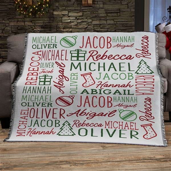 Holiday Repeating Name Personalized Fleece Blanket 50x60