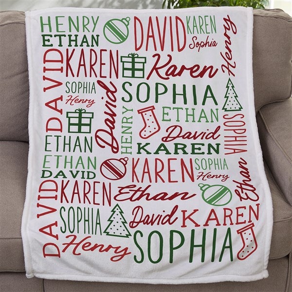 Holiday Repeating Name Personalized Blankets - 46474