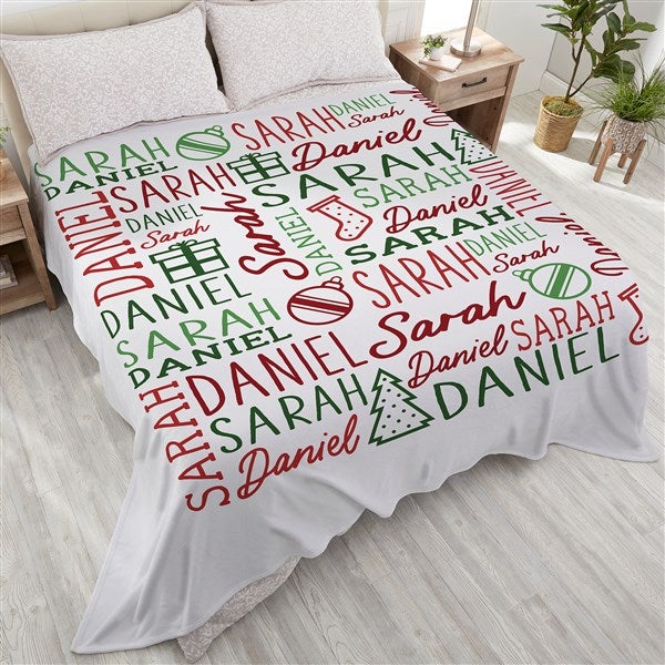 Holiday Repeating Name Personalized Blankets - 46474