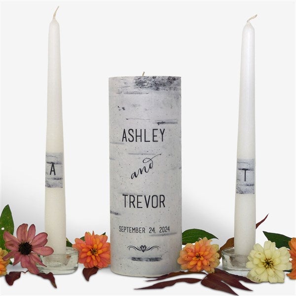 Personalized Birch Wood Wedding Unity Candle Set  - 46485D