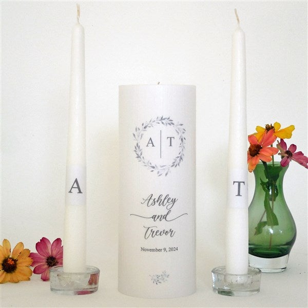 Personalized Wreath Wedding Unity Candle Set - 46488D